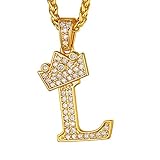 Suplight L Necklace Initial Gold Mens Letter Necklace Rapper Jewelry