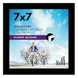 Americanflat 7x7 Picture Frame with Shatter-Resistant Glass - Signature Collection - Gallery Style Frames Made of Engineered Wood - Square Frame for Tabletop and Wall Display - Black