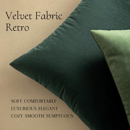 Image of MIULEE Pack of 2 Velvet Pillow Covers Decorative Square Pillowcase Soft Solid Cushion Case for Sofa Bedroom Car 24 x 24 Inch 60 x 60 cm Army Green