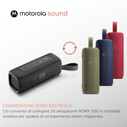 Motorola Sound - Altoparlante Bluetooth Wireless Rokr 600 - Suono Potente Da 30 W, Resistente All'acqua E Polvere, Funzione Broadcast Per Collegare Oltre 20 Altoparlanti, 6 Ore Di Riproduzione, Nero - 4