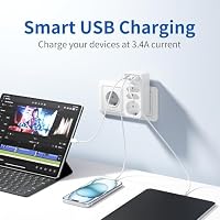 Steckdosenleiste 6 in 1 Mehrfachsteckdose mit 3 Fach Steckdose,Mehrfachstecker mit 2 USB C und 1 USB A Netzstecker,Steckdosenadapter Verteilersteckdose USB C für Steckdosen Zuhause – Ansicht 3
