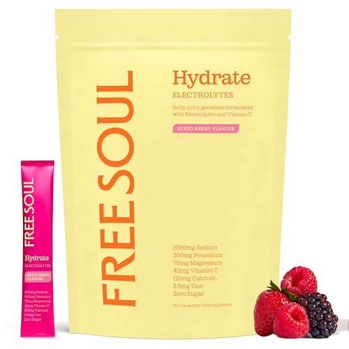Free Soul Hydrate | Electrolyte Hydration Sachets | Zero Sugar | 30 Sachets | Advanced Electrolyte Powder with Sodium Magnesium Vitamin C | Mixed Berry Flavour