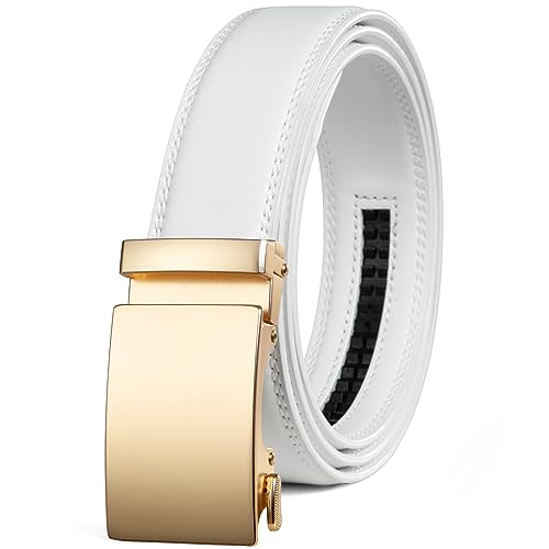 Image of Founders & C Men's Ratchet Belt 1 3 /8 inch,Leather Dress Belt Adjustable with Click Sliding Buckle Trim to Exact Fit
