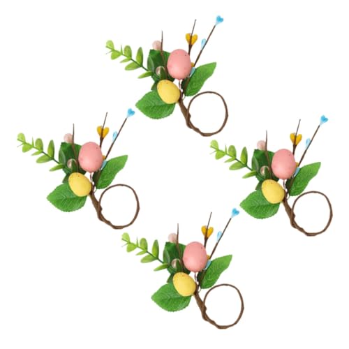 CIYODO 4pcs Easter Napkin Ring Dining Table Napkin Ring Exquisite Napkin Ring Creative Napkin Ring Decor Festival Themed Napkin Holders Silk Cloth Banquet Eucalyptus Egg Shape