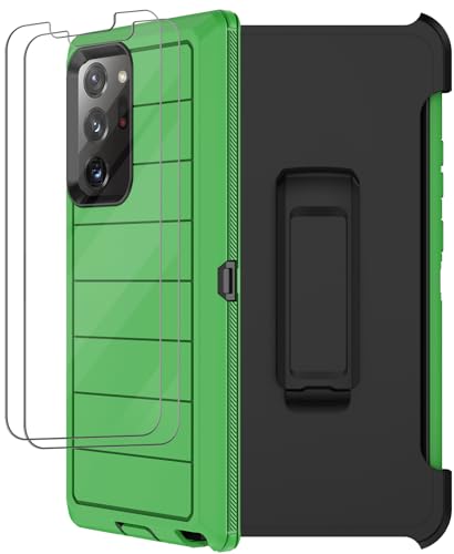 Coque Galaxy Note 20 Ultra avec clip ceinture et protection écran verte et noire