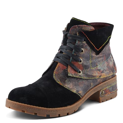 Spring Step L'Artiste Serna Women's Floral Bootie - Suede Lace-Up, Autumnal Vibe, Durable Traction