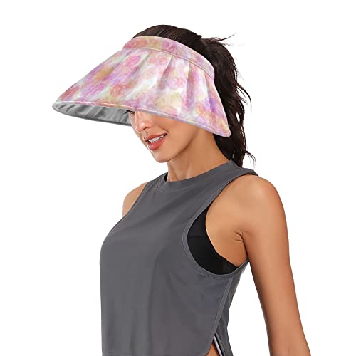 Ellitarr Sun Visor Hat For Women Uv Protection Women's Sun Hats Wide Brim Topless Foldable Waterproof Fishing Garden Beach Rose Pastel #TOP4