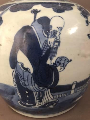 中国骨董古美術清朝道光青花人物紋瓶壺