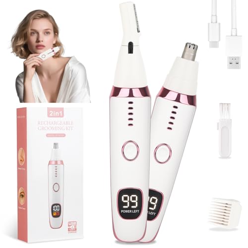 Mendaping Nose and Ear Hair Trimmer for Women Men,2 in 1 LED Display Eyebrow Hair Trimmer with USB...