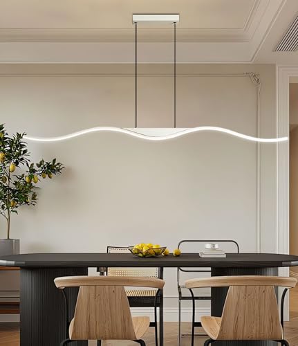 Lustre moderne à LED Wave à intensité variable avec télécommande