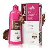 Karseell MACA CARE SYSTEM Champú Tinte Castaño Natural Chestnut Brown Cobertura Canas Instantáneo Aceite de Argán Queratina Hidrolizada Cabello Seco 5 Minutos Sin Parabenos Sin Siliconas 500ml