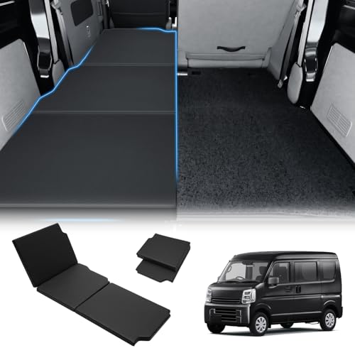 GIMUYA スズキ エブリイバン DA17V 車中泊マット 折りたたみ式 EVERY 助手席 ベッドキット 段差解消 快適睡眠 軽量 防水 専用 設計 仮眠 防災 PVC+高密度ウレタン 助手席用 ブラック 1PCS