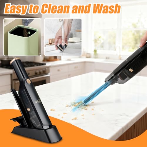 Image of Handheld Vacuum Cordless,Dust Busters Cordless with Storage Dock,15KPA High Power Portable Vacuum Vordless,USB Quick Charge,Mini Vacuum with Multi-Nozzles & Washable Filter,Black