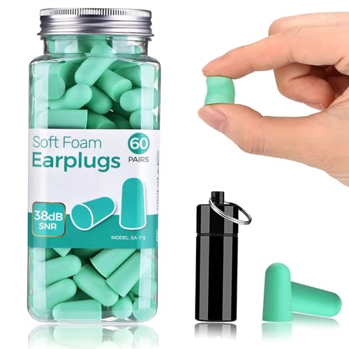 Ultra Soft Foam Earplugs, 38dB SNR, 60 Pair