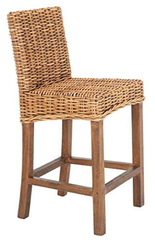 SAFAVIEH Home Tobie Honey Brown Wash Rattan 24-inch Counter Stool