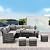 U-MAX 7 Pieces Patio Furniture Set Outdoor Sectional Sofa Conversation Set All Weather Wicker Rattan Couch Dining Table & Chair with Ottoman, Gray
