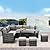 U-MAX 7 Pieces Patio Furniture Set Outdoor Sectional Sofa Conversation Set All Weather Wicker Rattan Couch Dining Table & Chair with Ottoman, Gray