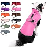 MIGOHI Reflective Waterproof Windproof Dog Coat Cold Weather Warm Dog Jacket Reversible Stormguard Design Winter Dog Vest for Small Medium Large Dogs Pink XXL