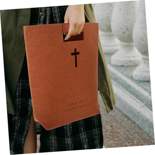 Capacity Felt Bible Bag Hollow Cross Design Versatile Tote Organizer for Church School Travel and Daily Use Stylish and Scratch-resistant Bible Carrying Case 5