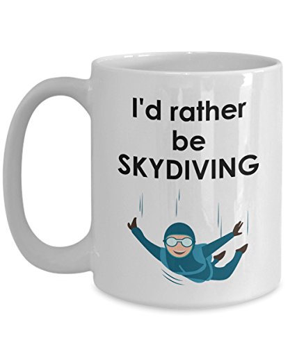 Caneca I'd Rather Be Skydiving - Caneca de café de cacau quente divertido - ideia de de Natal