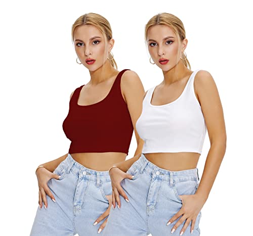 Image of Shasmi Women Crop Top, Ribbed, Stylish Tank Top, Soft and Comfy Fabric has Some Stretch