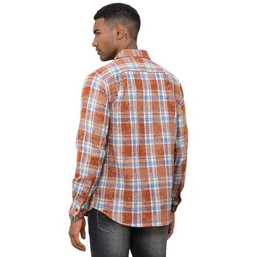 Image of WARHORSEE Flannel Shirt for Men Long Sleeve Button Down Plaid Shirts | Soft Cotton Blend for Multi-season Wear, Lightweight yet Warm, Dual buttoned storage pockets, Machine Washable Easy Care