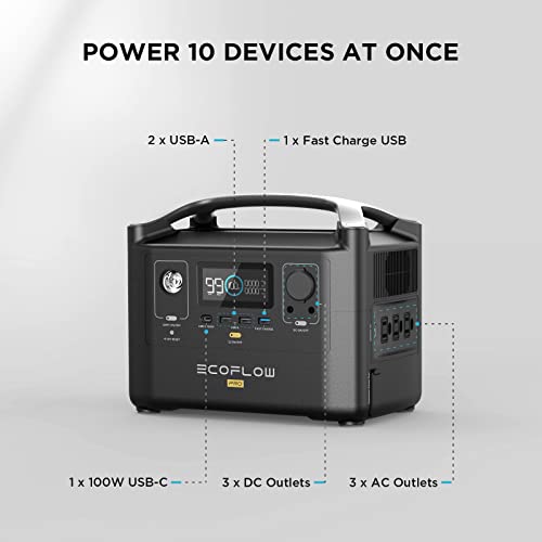 Ef Ecoflow River Pro Portable Power Station 720Wh, Power Multiple Devices, Recharge 0-80% Within 1 Hour, For Camping, Rv, Outdoors, Off-Grid, Black #TOP3