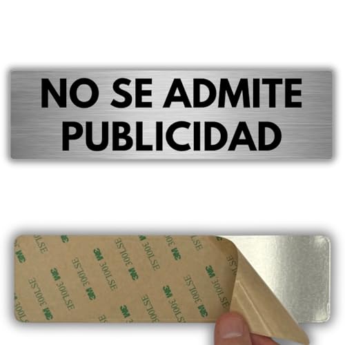 LEIASA | Señal No Se Admite Publicidad - 5x18 cm - Grosor 0.8 mm - Aluminio - Rótulo Prohibido Publicidad - Signo Zona Sin Publi - Espacio Libre de Anuncios