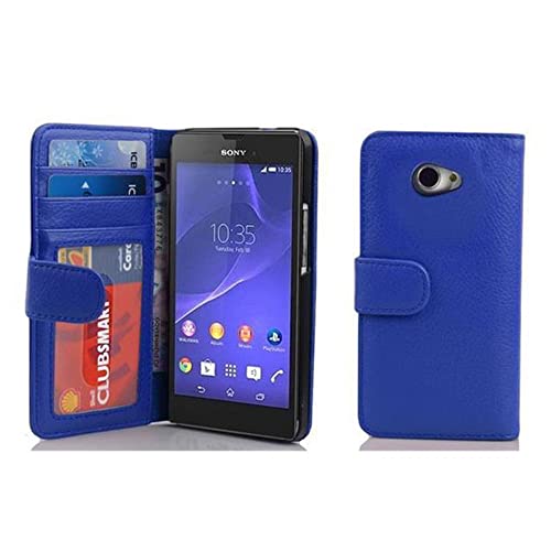 Cadorabo Book Case works with Sony Xperia M2 / M2 Aqua in NEPTUNE BLUE - with Magnetic Closure and 3 Card Slots - Wallet Etui Cover Pouch PU Leather Flip