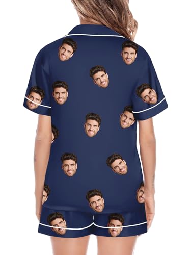 Personalized Matching Short Pajamas Set For Couples Custom Face Funny Pajama Set Valentine's Day Gifts4