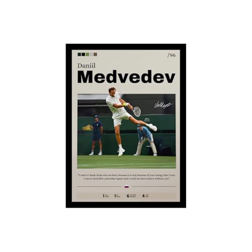 Image of BLINKART Daniil Medvedev |Tennis Player | Synthetic Wood Photo Framed Wall Hanging Poster Room & Office Bedroom Home Wall | 12x18 Inches
