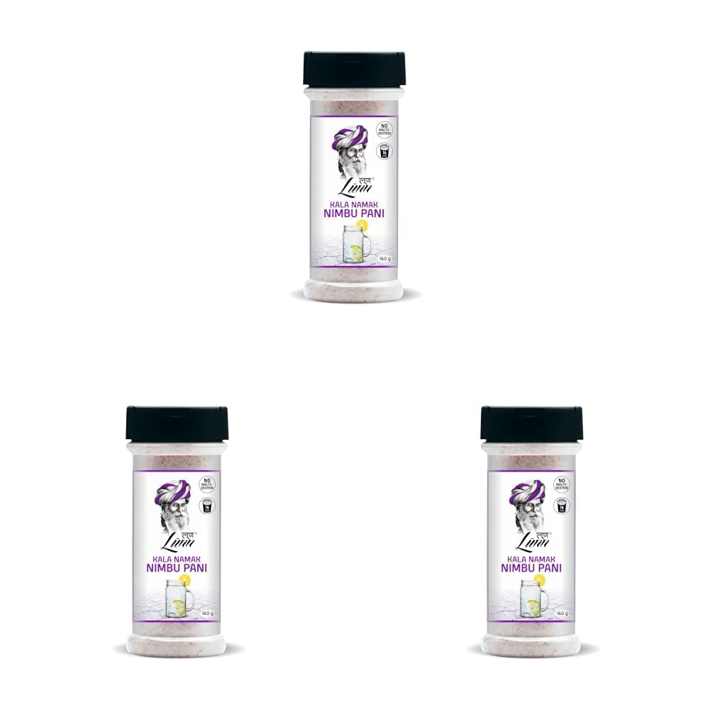 LUNN Instant Lemon Shikanji Powder 160g | Kala Namak & Hibiscus Nimbu Pani Mix | Traditional Masala Lemon Drink | Just Add Water | Ready-to-Use Summer Refreshment (Pack of 3)-image-20