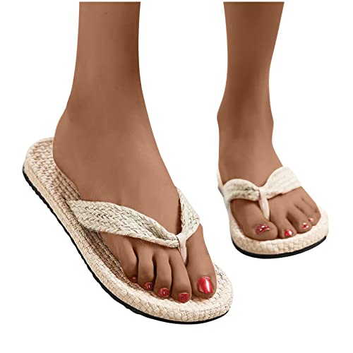 AVAV Tongs pour Femme, Pantoufles De Paille Été Floral Flip Flops Sandales pour Adultes Chaussures De Plage Et Piscine