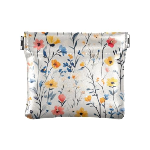 Portafoglio da donna pelle con fiori estivi tulipani portamonete impermeabile mini portafoglio porta carte per le donne Fiori Tulipani 4.33L x 3.74W x 0.39H classico