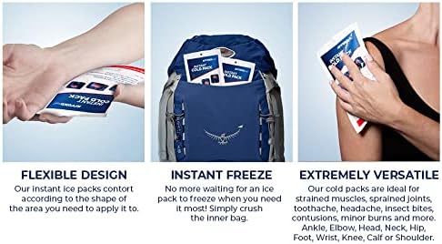 Instant cooler Ice pack- Ice packs 6 Count Disposable 7.5 x 4.5 Inches - Ready to use – Ideal for Injuries, Inflammation, Sprains, Strains,Pain relief - 4