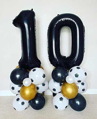 Image of 40 Inch Black 10 Number Balloons Giant 10 Balloons Black Birthday Balloons 10th Birthday Anniversary Events Party Decorations Supplies