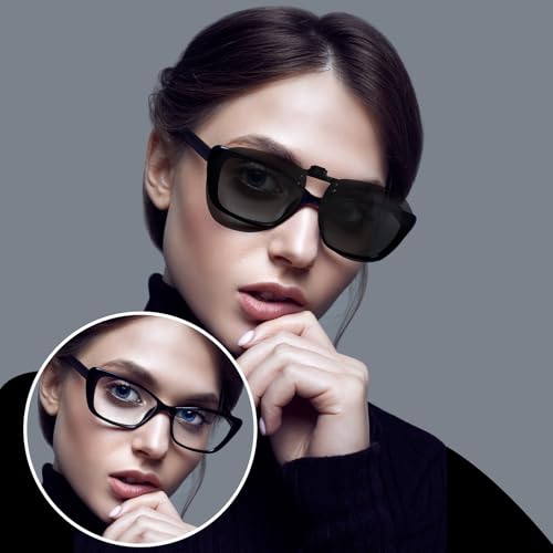 VIEWBETTER® Polarized Clip On Sunglasses Over Prescription Glasses for Men Women Flip Up Sun Glasses UV400 Protection2