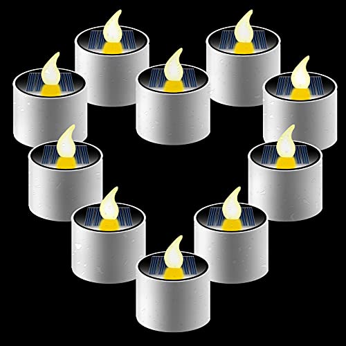 ZNYCYE 10 Pack Solar Tea Lights, Solar Powered Tealights Outdoor Indoor for Lanterns Window Camping Emergency Home Decor（Warm White）