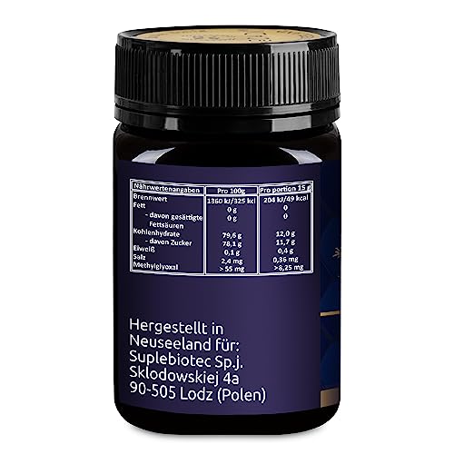 Manuka Honig MGO 550+ Hecadi I Original aus Neuseeland I mit zertifiziertem und Garantiertem Inhalt von MGO I 500 g