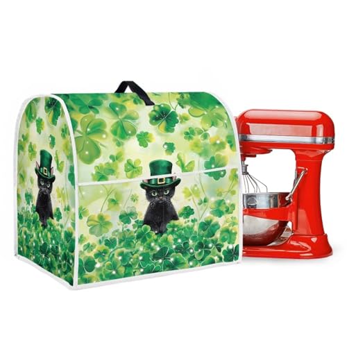 UNICEU-Green-Leaf-and-Black-Cat-Kitchen-Aid-Mixer-Dust-Cover-with-Top-Handle-and-Pocket-Greasy-Protection-Small-Kitchen-Appliance-Protector-Bag-Organizers-Accessories-St-Patricks-Day-DecorSize-L UNICEU Green Leaf and Black Cat Kitchen Aid Mixer Dust Cover with Top Handle and Pocket Greasy Protection Small Kitchen Appliance Protector Bag Organizers Accessories St Patricks Day DecorSize L