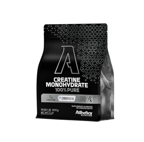Athletica Nutrition Creatina Monohidratada 100% Pura, com Selo CREATEST30®, 5g por Dose, Pouch 500g