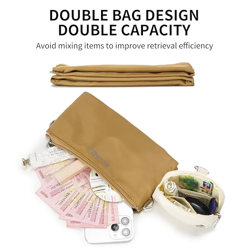 ACUARIO Crossbody Bags for Women - Nylon Purse Trendy Mul-pockets Waterproof Shoulder Bag with Wide Strap (Brown) — view 5