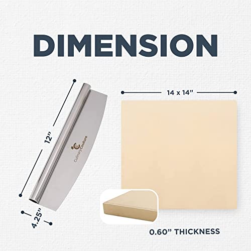 Culinary Couture 14" Square Pizza Stone For Oven And Grill With Pizza Cutter - Cordierite Baking Stone For Bread, Calzone, Cookies - Oven And Grill Pizza Stone For Outdoor Grill #TOP2
