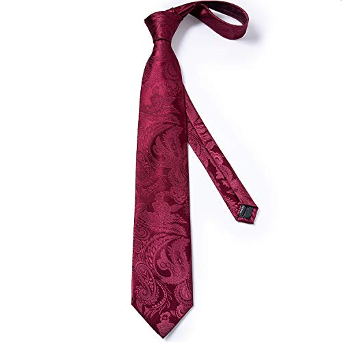 Image of DiBanGu Silk Ties for Men Necktie and Lapel Pin Brooch Set Formal Woven Paisley Plaid Striped Solid Tie Wedding Party