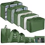 Packwürfel für Koffer, Reise-Organizer, Packtaschen für Kleidung, Schuhe, Toilettenartikel, Reisegepäck, Organizer, Aufbewahrungstaschen (Dunkelgrün)