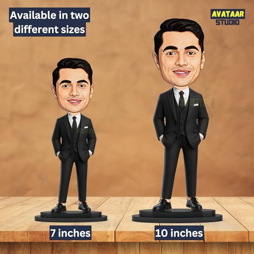 Image of wood Avataar Studio Personalized Gift Character Caricature Rectangular Photo Frame Unique Design Customized Gift (Man in Suit) (Multicolor, 10 inches), tabletop