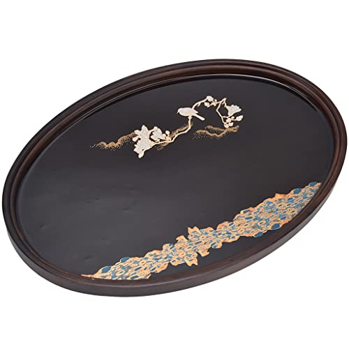 Bandeja de té de bambú para tazas de comida, postre, barra de desayuno, bandeja de servir Kung Fu, accesorios de té, mesa de té (37 x 25,5 x 2,5 cm)