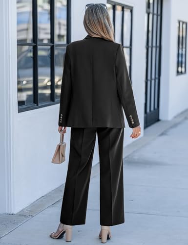 luvamia Elegant Womens Pantsuit Black Sets Women 2 Piece Outfits Women Pant Suits Dressy Casual Corporate Outfits for Pantsuit Long Sleeve Blazer Sets Black Size Medium US 8 to 10 - Thumbnail 3
