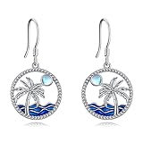 CRMAD Turquesa/piedra lunar/larimar/aguamarina/ágata musgosa pendientes de gota para mujer de plata de ley jaula de filigrana pendientes colgantes para niñas, metal, no conocidos