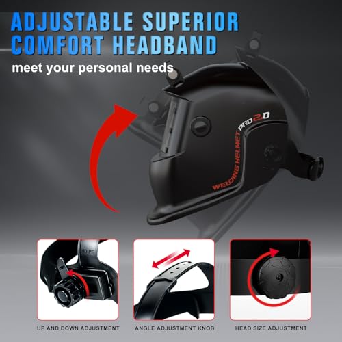 Image of TRQWH Welding Helmet with Light True Color Auto Darkening Welding Helmets for Men Solar Powered Welding Hood with 2 Arc Sensor Wide Shade 4 /9-13 for TIG MIG ARC Cool Welder Mask